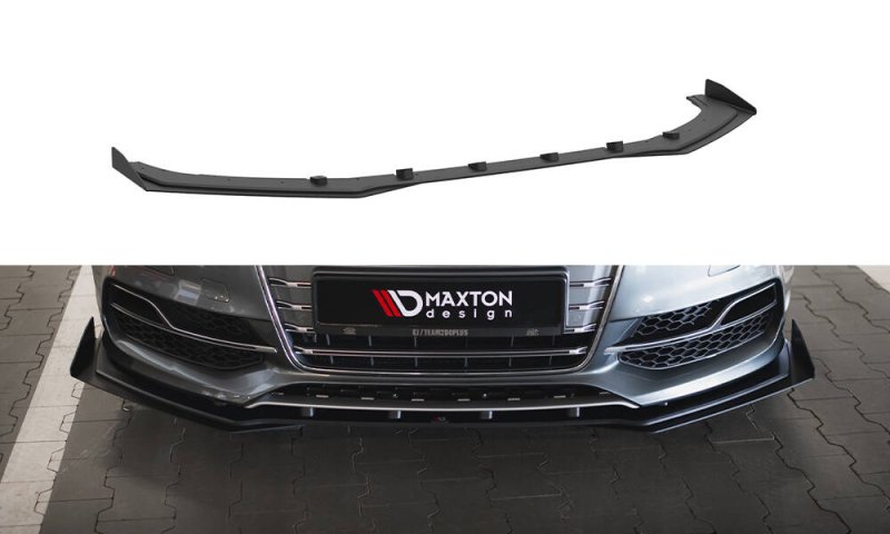 Maxton Street Pro Front Ansatz + Flaps Audi S3 / A3 S-Line Limousine 8V schwarz Hochglanz AUS33SCNC-FD1B+FSF1-G