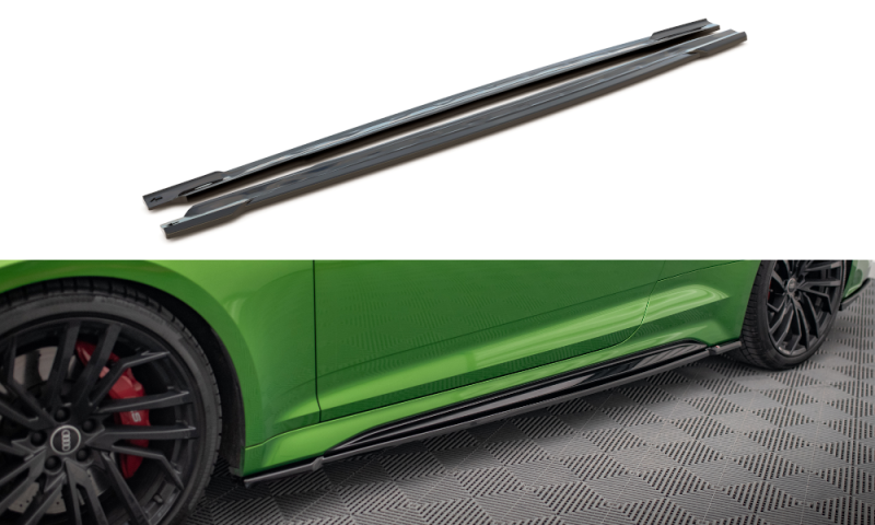 Maxton Seitenschweller Ansatz für Audi RS5 Coupe F5 Facelift schwarz Hochglanz AU-RS5-2F-C-SD1-G