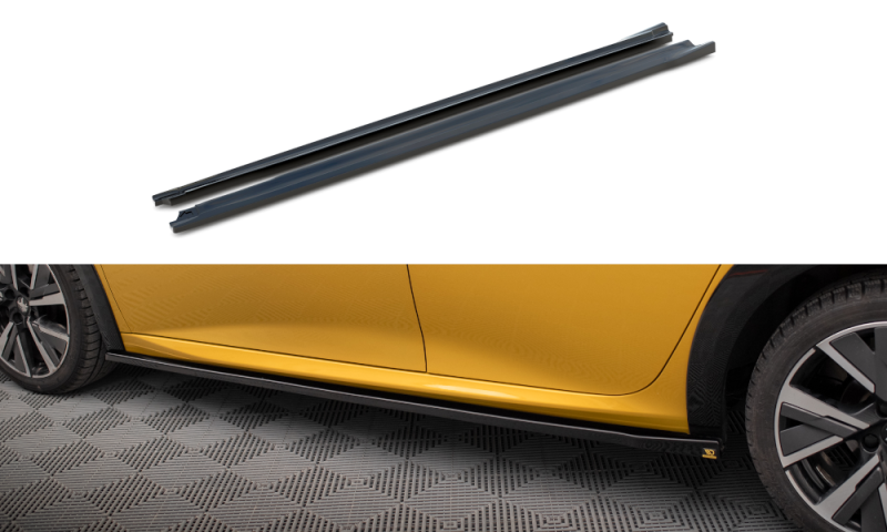 Maxton Seitenschweller Ansatz für Peugeot 208 GT Mk2 schwarz Hochglanz PE-208-2-GT-SD1-G