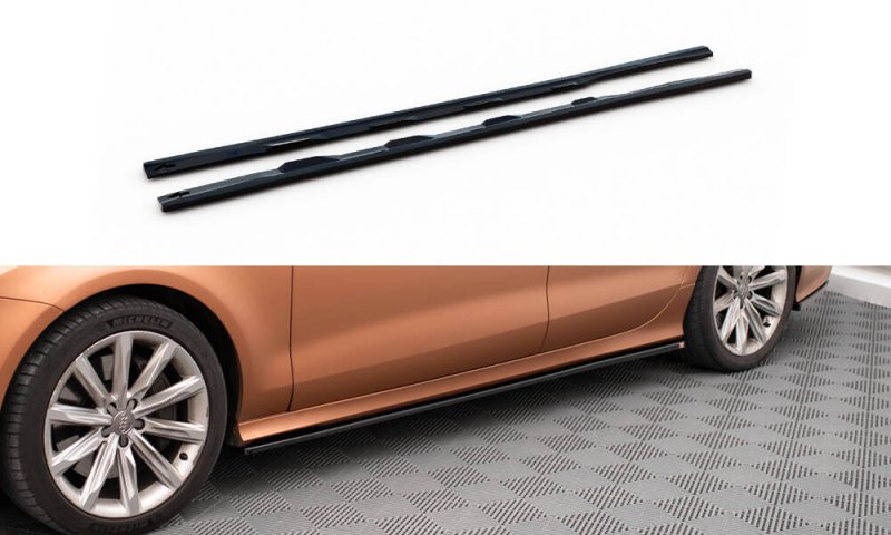 Maxton Seitenschweller Ansatz V.3 Audi A7 S-Line / S7 C7 schwarz Hochglanz AU-A7-C7-SD1-G
