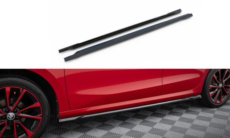 Maxton Seitenschweller Ansatz Skoda Fabia Mk4 schwarz Hochglanz SK-FA-4-SD1-G