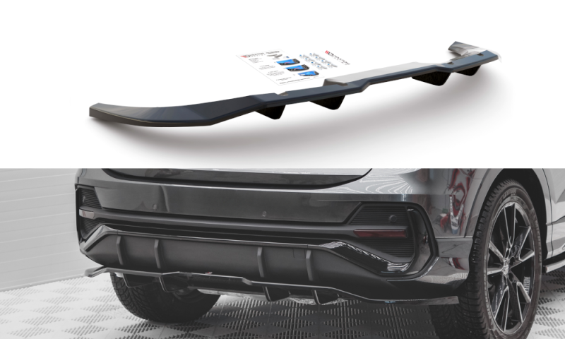 Maxton Mittlerer Diffusor Heck Ansatz DTM Look für Audi Q3 Sportback S-Line schwarz Hochglanz AU-Q3-2-SLINE-SB-RD1G+RD2-G