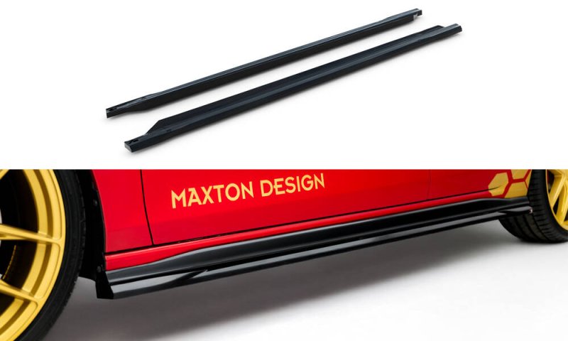 Maxton Seitenschweller Ansatz V.1 VW Golf GTI Clubsport Mk8 Facelift schwarz Hochglanz VW-GO-8F-GTI-CS-SD1-G