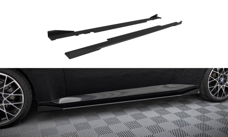 Maxton Street Pro Seitenschweller Ansatz + Flaps BMW 2 Coupe G42 schwarz Hochglanz BM2G42CNC-SD1B+SF1-G