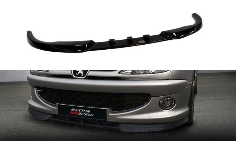 Maxton Front Ansatz für PEUGEOT 206 (für: CC, RC, GTI, S16, XSI, XS, SPORT) schwarz Hochglanz PE-206-CC-FD1-G