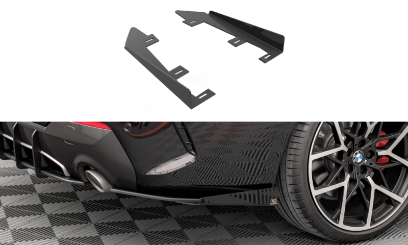 Maxton Hintere Seiten Flaps für BMW 4er M-Paket G22 schwarz Hochglanz BM4G22MPACKCNC-RSF1-G