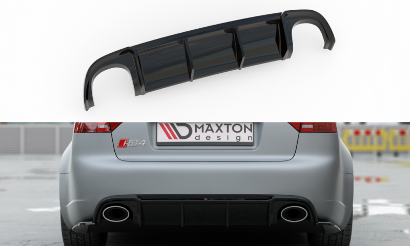 Maxton Diffusor Heck Ansatz für Audi RS4 B7 schwarz Hochglanz AU-RS4-B7-RS1-G