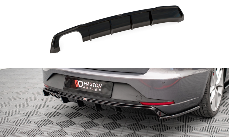 Maxton Diffusor Heck Ansatz für Seat Leon FR Sportstourer Mk3 schwarz Hochglanz SE-LE-3-FR-ST-RS1-G