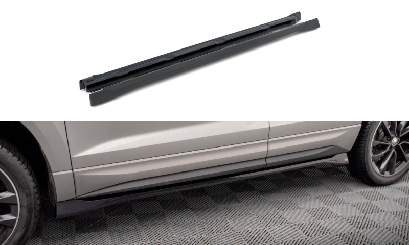 Maxton Seitenschweller Ansatz für Skoda Karoq Sportline Mk1 Facelift schwarz Hochglanz SK-KA-1F-SL-SD1-G