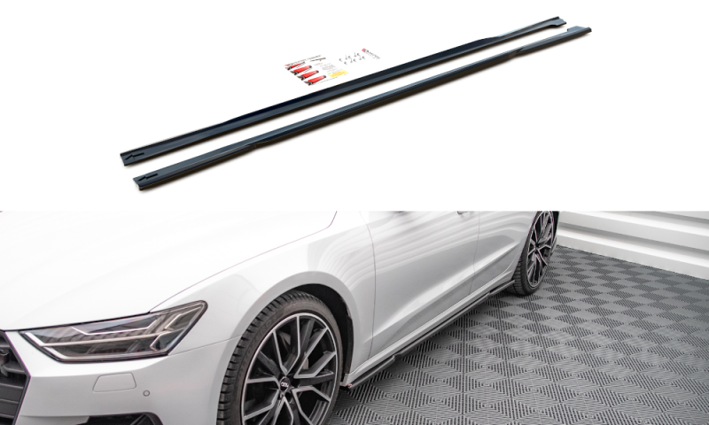 Maxton Seitenschweller Ansatz für Audi A7 C8 schwarz Hochglanz AU-A7-C8-SD1-G