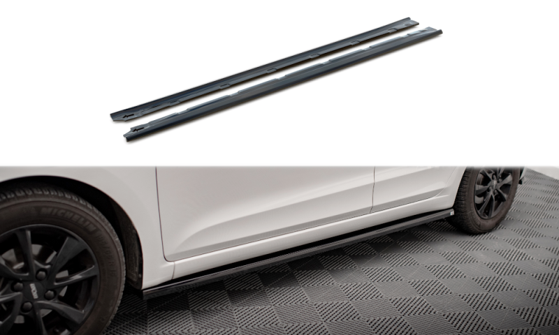 Maxton Seitenschweller Ansatz für Hyundai I20 Mk2 Facelift schwarz Hochglanz HY-I20-2F-SD1-G