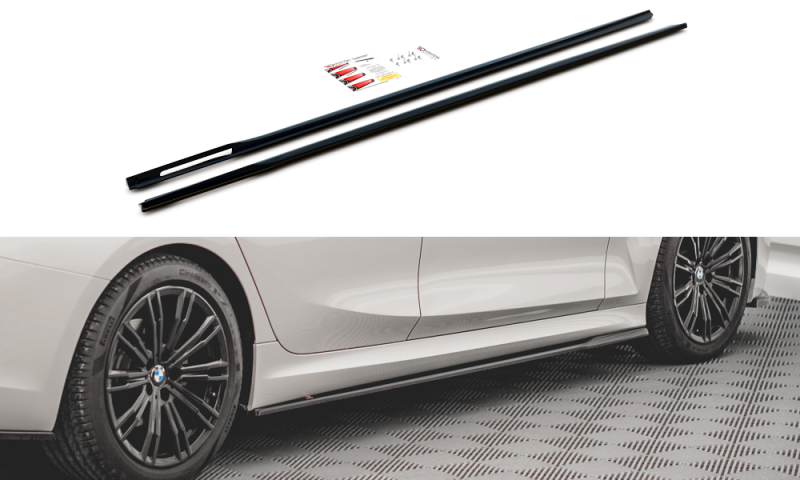Maxton Seitenschweller Ansatz für V.2 für BMW 3er G20 / G21 M-Paket schwarz Hochglanz BM-3-20-MPACK-SD2-G