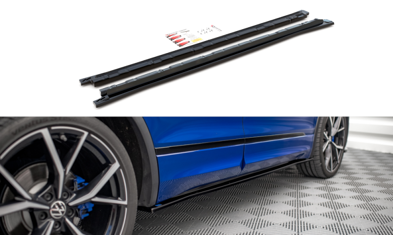 Maxton Seitenschweller Ansatz für Volkswagen Tiguan R / R-Line Mk2 Facelift schwarz Hochglanz VW-TI-2F-R-SD1-G