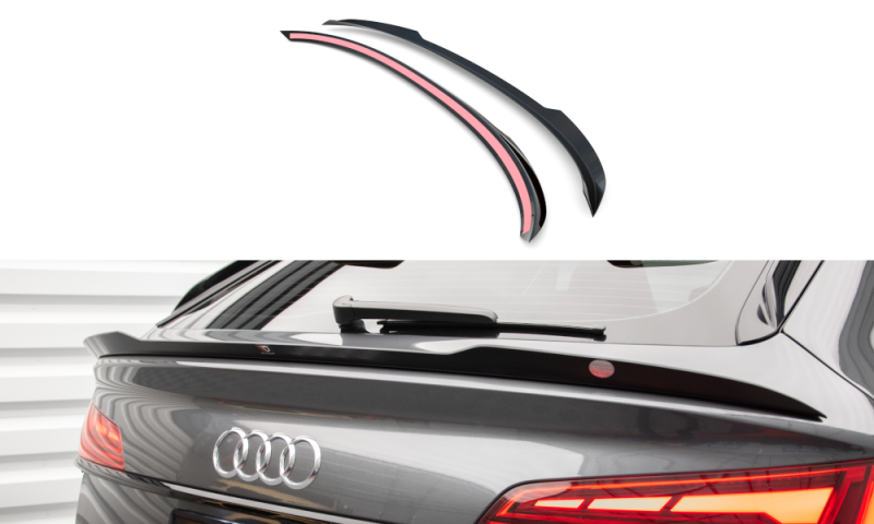 Maxton Niedriger Spoiler CAP für Audi SQ5 Sportback Mk2 Facelift schwarz Hochglanz AU-SQ5-2F-SB-CAP2-G