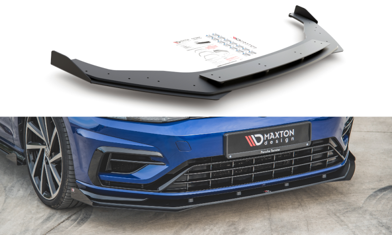 Maxton Racing Front Ansatz für passend +Flaps für VW Golf 7 R / R-Line Facelift schwarz Hochglanz VWGO7FRCNC-FD2B+FSF1-G