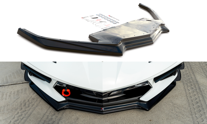 Maxton Front Ansatz für Chevrolet Corvette C8 schwarz Hochglanz CH-CO-C8-FD2G+FD2R-G