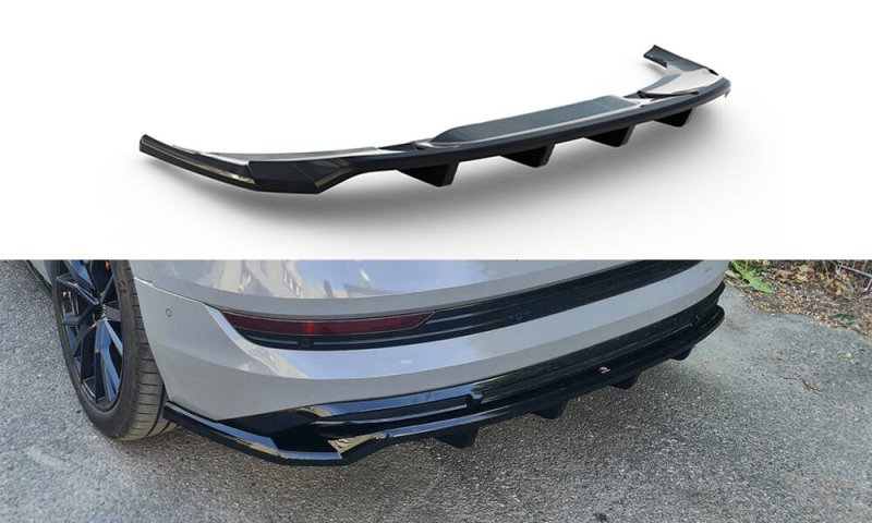 Maxton Mittlerer Cup Diffusor Heck Ansatz Audi e-Tron S-Line schwarz Hochglanz AU-ETRON-1-SLINE-RD1G+RD2-G