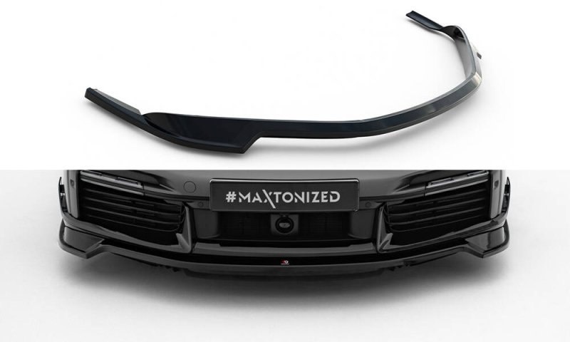 Maxton Front Ansatz Porsche 911 Turbo S Sport Package 992 schwarz Hochglanz PO-911-992-TURBO-S-SPORT-FD1-G