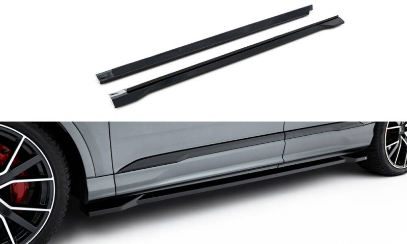 Maxton Seitenschweller Ansatz Audi Q7 S-Line Mk2 Facelift 2 schwarz Hochglanz AU-Q7-2F2-SLINE-SD1-G