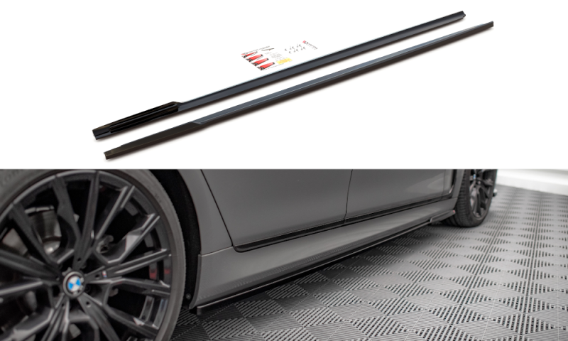 Maxton Seitenschweller Ansatz für BMW 7 M-Paket G11 Facelift schwarz Hochglanz BM-7-11F-MPACK-SD1-G