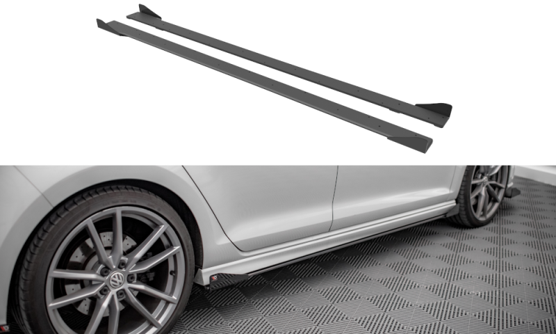Maxton Street Pro Seitenschweller Ansatz für + Flaps Volkswagen Golf R Mk7 schwarz Hochglanz VWGO7RCNC-SD1B+SRF1-G