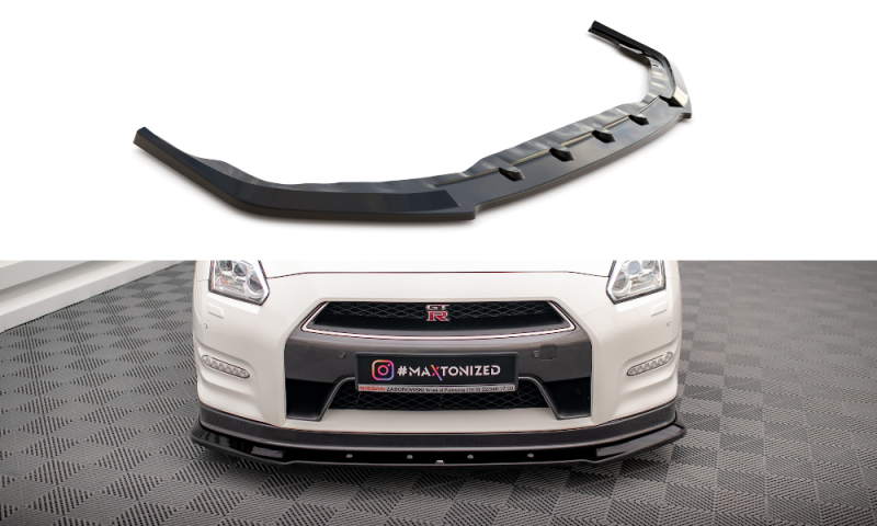 Maxton Front Ansatz für Nissan GTR R35 Facelift schwarz Hochglanz NI-GTR-4F2-FD1-G