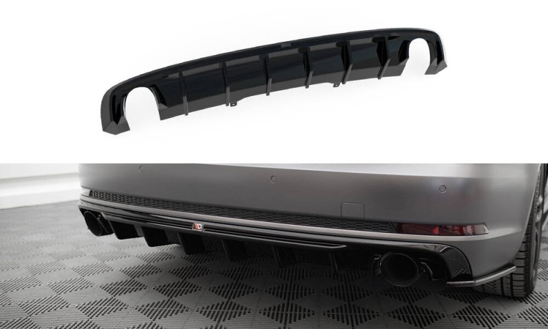 Maxton Diffusor Heck Ansatz Audi A4 S-line B9 (Version mit Einzel-Auspuffendrohren beidseitig) AU-A4-B9-SLINE-RS1GO_O