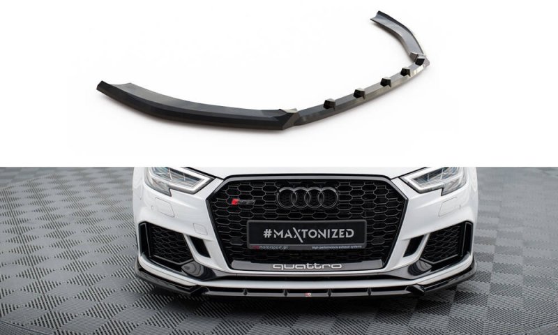 Maxton Front Ansatz V.3 Audi RS3 Limousine 8V Facelift schwarz Hochglanz AU-RS3-8VF-S-FD3-G