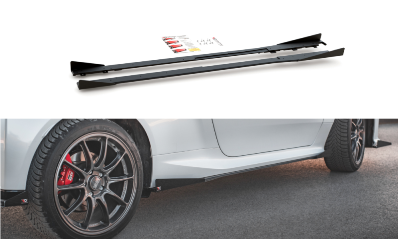 Maxton Racing Seitenschweller Ansatz + Flaps Toyota GR Yaris Mk4  schwarz Hochglanz TOYA4GR4CNC-SD1B+SRF1-G