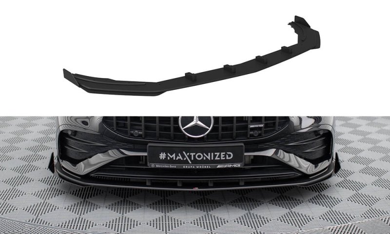 Maxton Street Pro Front Ansatz + Flaps Mercedes-AMG A35 W177 Facelift schwarz Hochglanz MEA177F35CNC-FD1B+FSF1-G