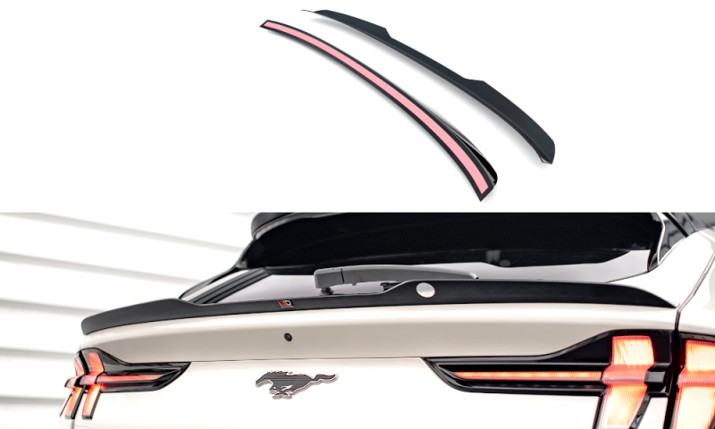 Maxton Niedriger Spoiler CAP für Ford Mustang Mach-E Mk1 schwarz Hochglanz FO-MU-MACHE-1-CAP2-G