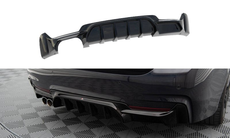 Maxton Diffusor Heck Ansatz BMW 4er Coupe / Gran Coupe / Cabrio M-Paket F32 / F36 / F33 (Version mit einseitigem Auspuff) BM-4-F32-MPACK-RS1GOO_