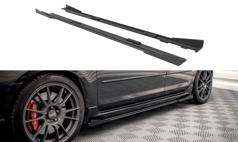 Maxton Street Pro Seitenschweller Ansatz für + Flaps Mazda 3 MPS Mk1 schwarz Hochglanz MA3MPS1CNC-SD1B+SF1-G
