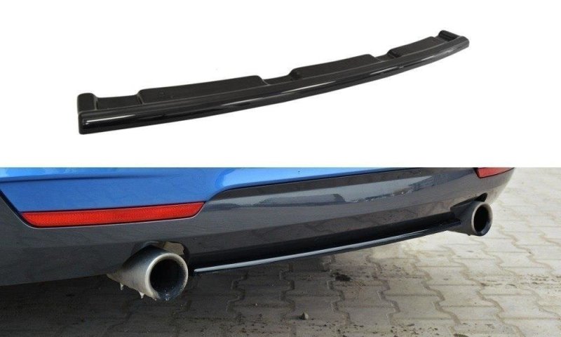 Maxton Mittlerer Diffusor Heck Ansatz für BMW 4er F32 M Paket  schwarz Hochglanz BM-4-F32-MPACK-RD1-G