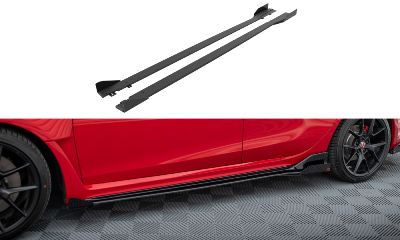 Maxton Street Pro Seitenschweller Ansatz für + Flaps Honda Civic Type-R Mk 11 schwarz Hochglanz HOCI11TYPERCNC-SD1B+SF1-G