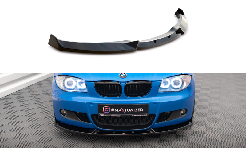 Maxton Front Ansatz V.2 BMW 1er M-Paket E87 / E81 Facelift schwarz Hochglanz BM-1-87F-MPACK-FD2-G