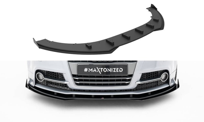 Maxton Street Pro Front Ansatz + Flaps Audi TT S / TT S-Line 8J Facelift schwarz Hochglanz AUTT2SLINECNC-FD1BRB+FSF1-G