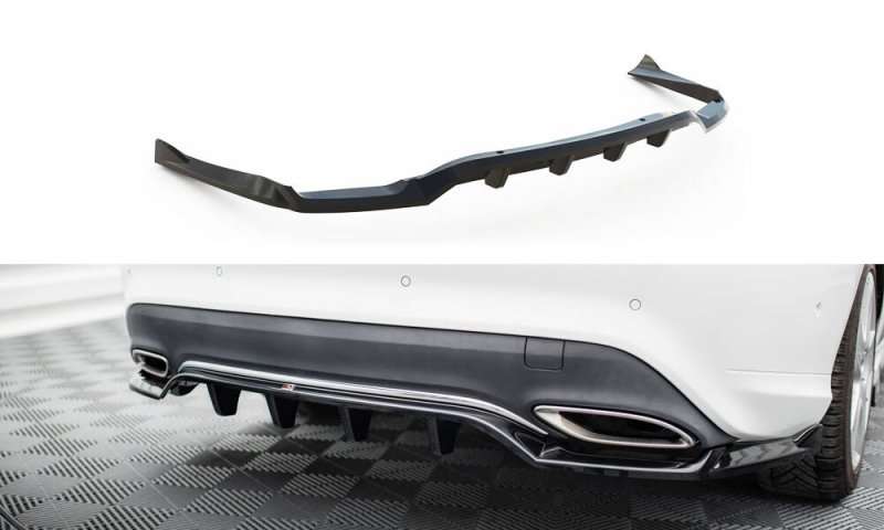 Maxton Mittlerer Cup Diffusor Heck Ansatz Mercedes-Benz CLA C117 Facelift schwarz Hochglanz ME-CLA-117F-RD1G+RD2-G