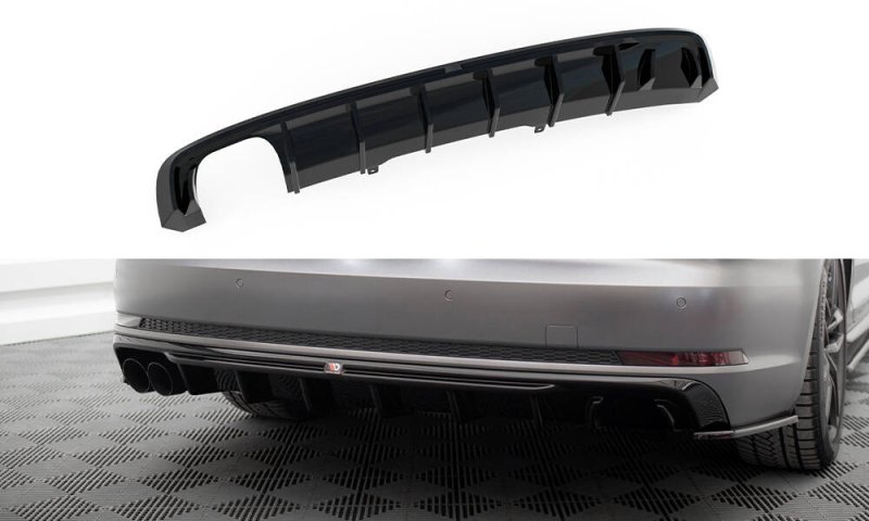 Maxton Diffusor Heck Ansatz Audi A4 S-line B9 (Version mit einseitigem Doppelauspuffendrohr) AU-A4-B9-SLINE-RS1GOO_