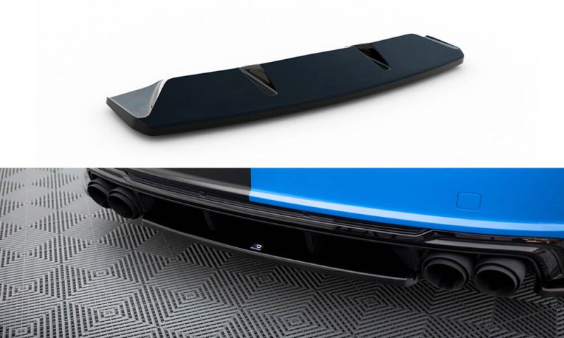 Maxton Mittlerer Cup Diffusor Heck Ansatz Audi TT S 8S Facelift schwarz Hochglanz AU-TT-3-S-RD1-G