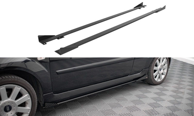 Maxton Street Pro Seitenschweller Ansatz für + Flaps Ford Fiesta ST Mk6 schwarz Hochglanz FOFI6STCNC-SD1B+SF1-G