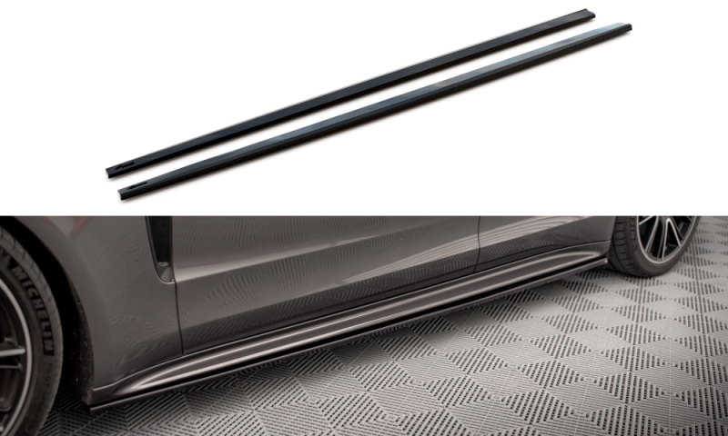 Maxton Seitenschweller Ansatz für Porsche Panamera E-Hybrid 971 schwarz Hochglanz PO-PA-971-H-SD1-G