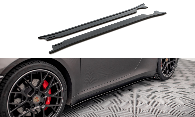 Maxton Seitenschweller Ansatz für Porsche 911 Carrera 4S 992 schwarz Hochglanz PO-911-992-CA-4S-SD1-G