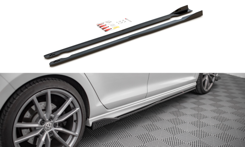 Maxton Seitenschweller Ansatz für V.2 für Volkswagen Golf R Mk7 schwarz Hochglanz VW-GO-7-R-SD2-G