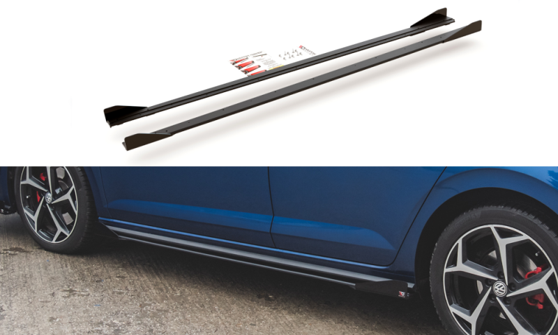 Maxton Racing Seitenschweller Ansatz + Flaps Volkswagen Polo AW GTI schwarz Hochglanz VWPO6GTICNC-SD3B+SF1-G