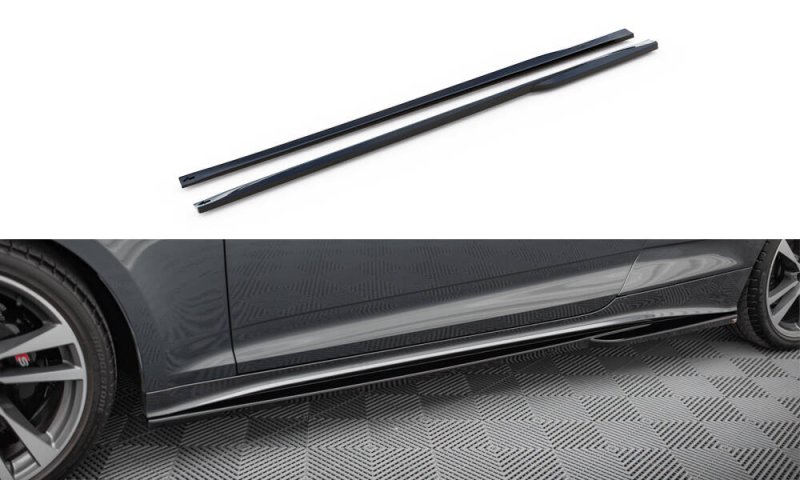 Maxton Seitenschweller Ansatz Audi S5 Coupe / A5 S-Line Coupe F5 Facelift schwarz Hochglanz AU-S5-2F-SD2-G