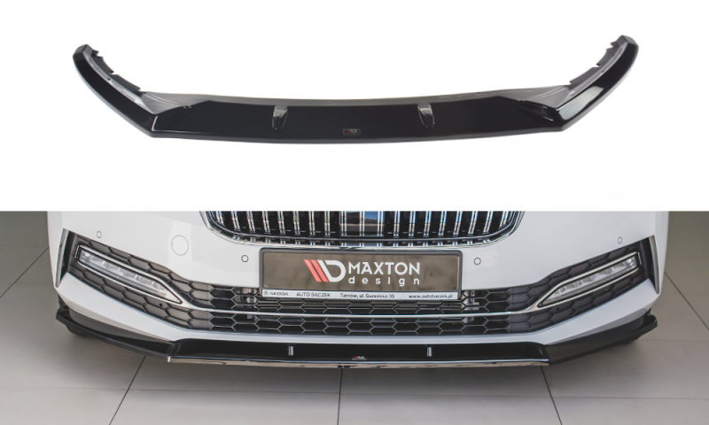 Maxton Front Ansatz V.2 für Skoda Superb Mk3 FL schwarz Hochglanz SK-SU-3F-FD2-G
