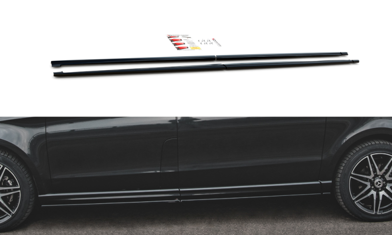 Maxton Seitenschweller Ansatz für Mercedes-Benz V-Klasse Long AMG-Line W447 Facelift schwarz Hochglanz ME-V-447F-AMGLINE-SD1A+B+C-G