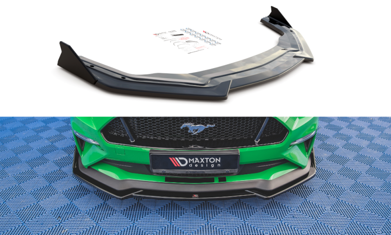 Maxton Front Ansatz +Flaps für V.1 Ford Mustang GT Mk6 Facelift FO-MU-6F-GT-FD1G+FS
