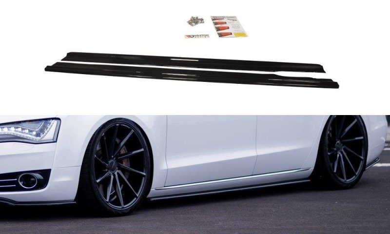Maxton Seitenschweller Ansatz für Audi A8 D4 Carbon Look  AU-A8-D4-SD1-C